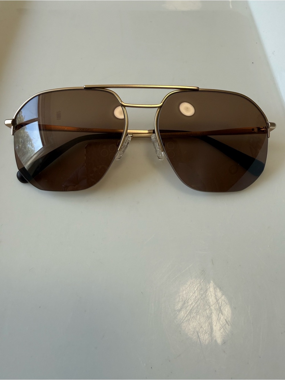 NWOT- Muse LR355 Gold Aviator Sunglasses with Brown Lenses